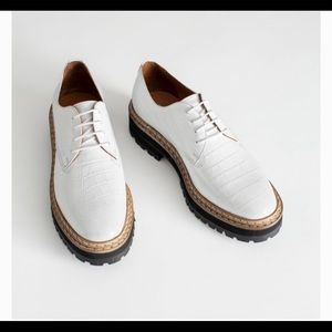 &other stories white croc oxfords